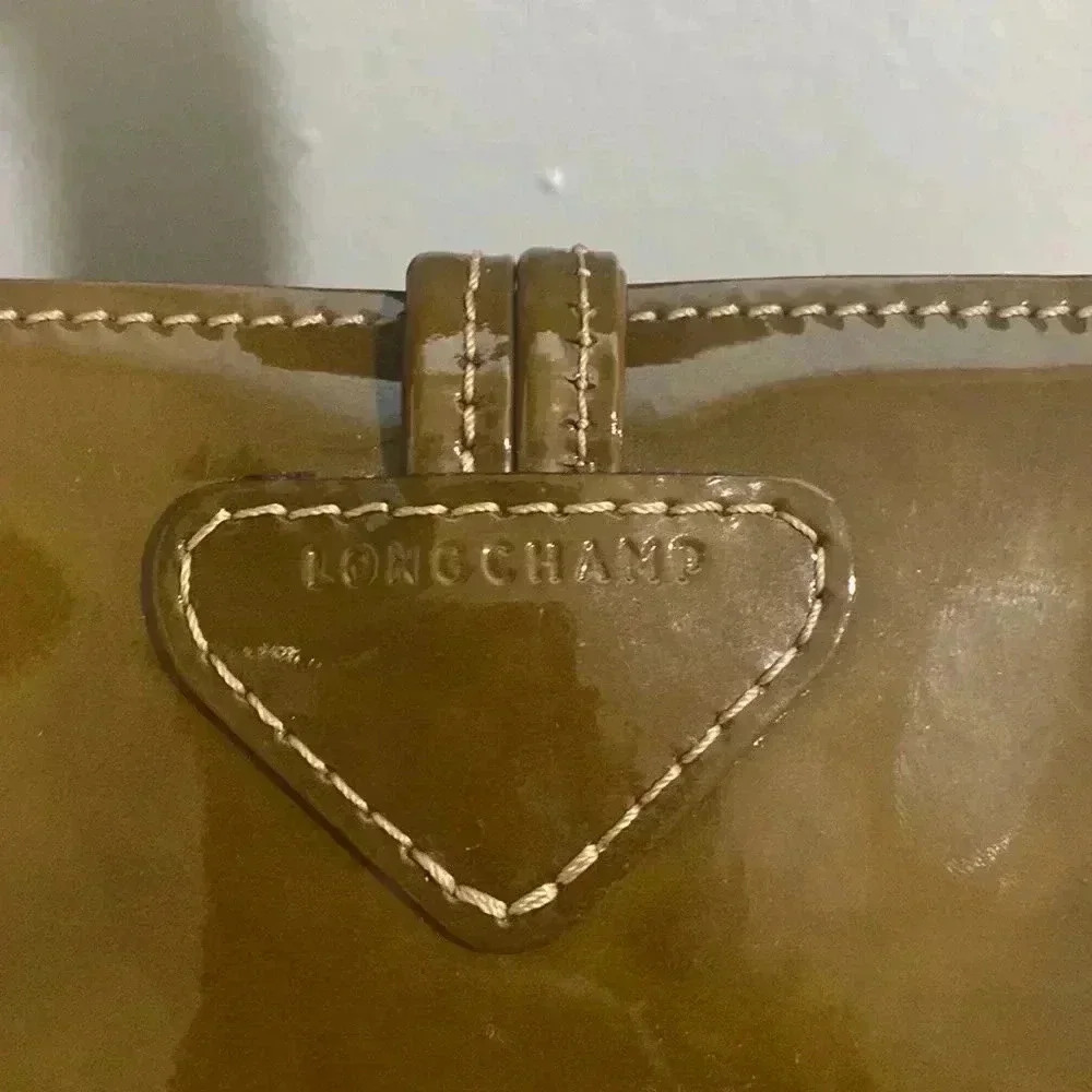 LONGCHAMP Brown Tortoise Patent Leather Large Roseau Toggle Tote - Picture 6 of 14